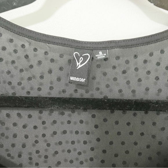 Windsor Black Embellished Long Sleeve Sheer Bodysuit Small - Picture 5 of 7